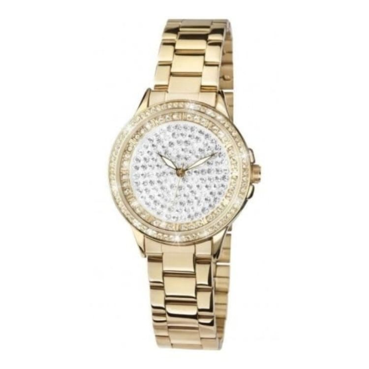 Gold Stainless Steel & Crystalised Watch