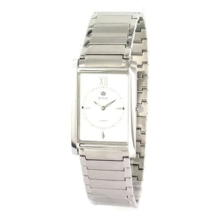 Gents Brushed And Polished Stainless Steel Square Analogue Wristwatch