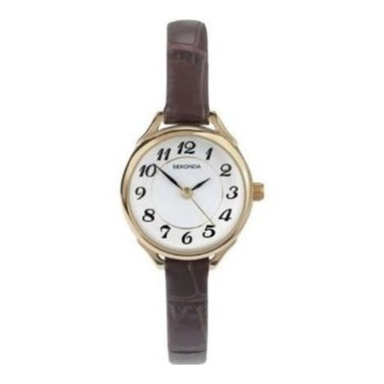 Classic Ladies Brown Leather Strap watch