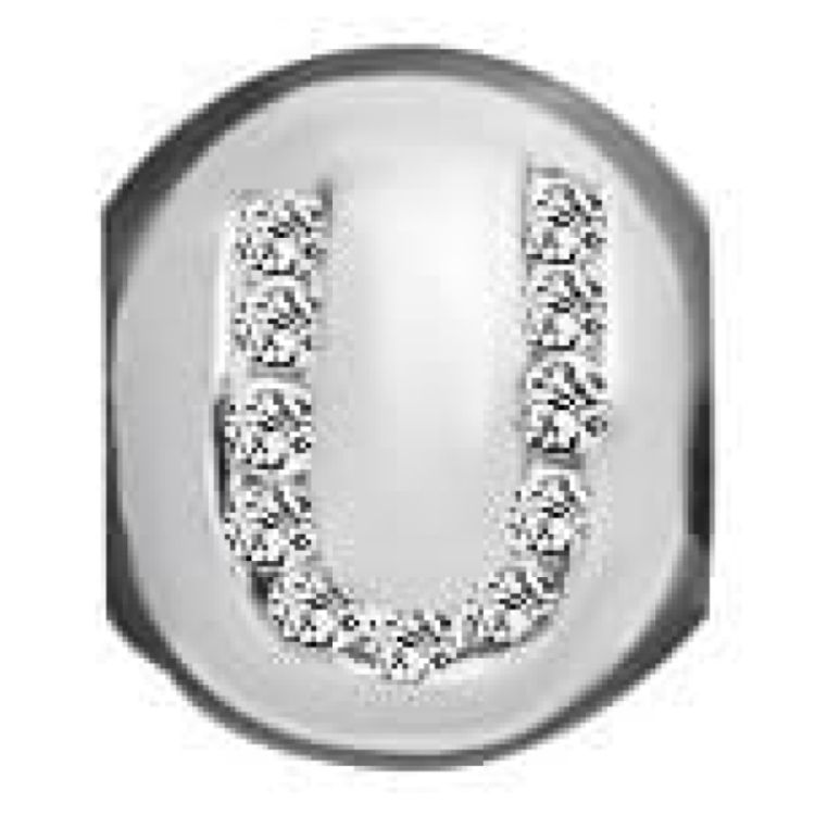 Sterling Silver And Synth. Cubic Zirconia 'U' Letter Link