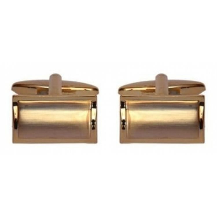 Rectangle Curved Gold Plated Cufflinks