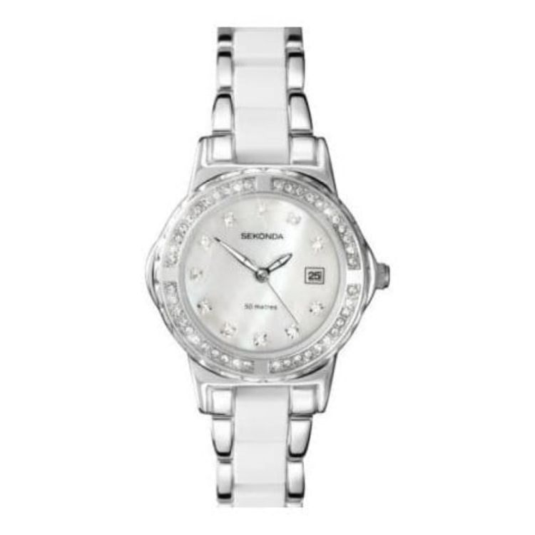 Ladies Two Tone Crystalised Watch