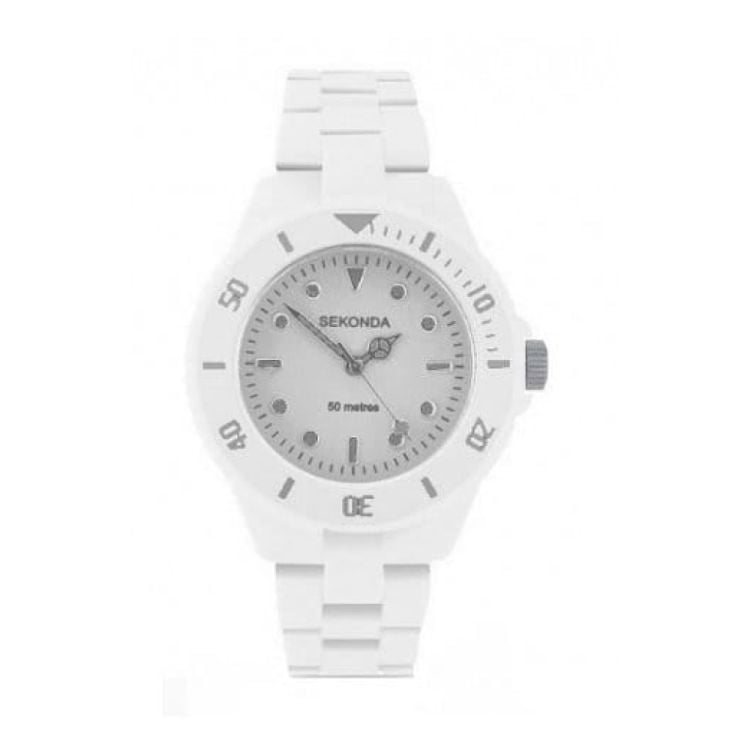 Ladies Icy White Polycarbonate Strap Watch