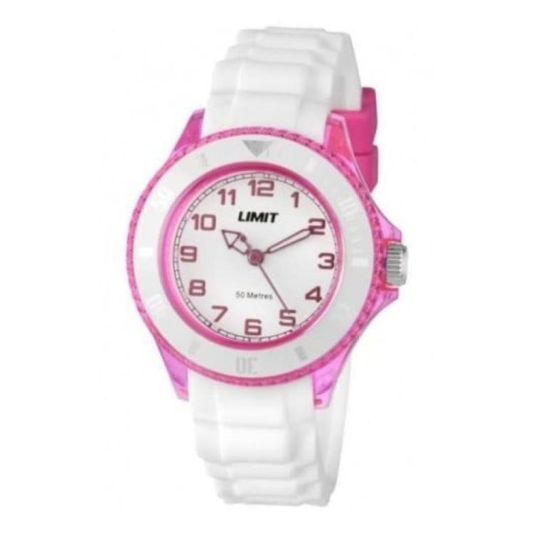 White Rubber Ladies Pink Watch