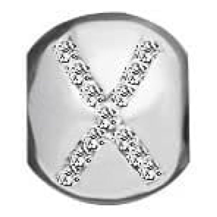 Sterling Silver And Synth. Cubic Zirconia 'X' Letter Link
