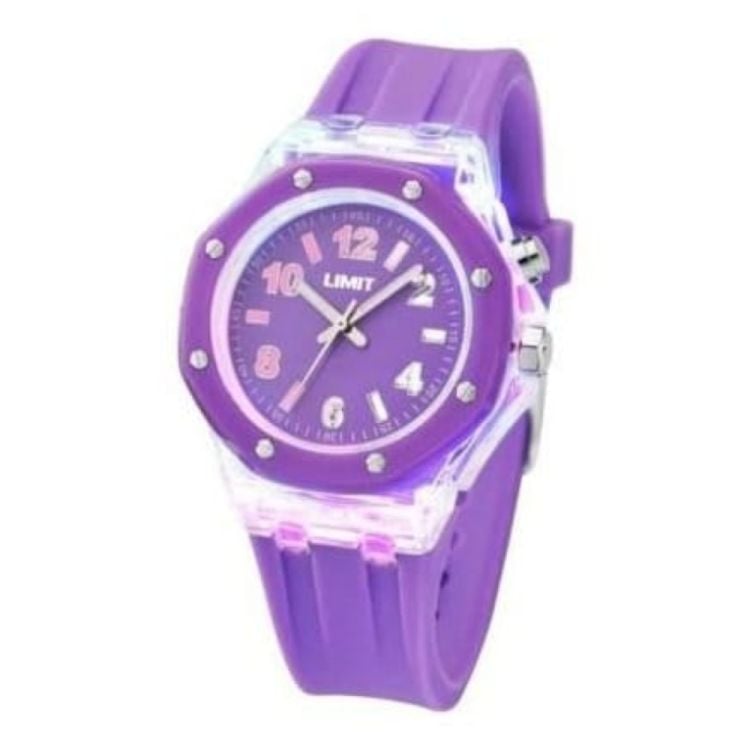 Ladies Strobe Lilac Rubber Watch With Light Effects
