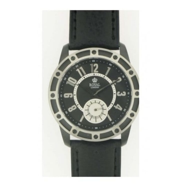 Gents 'The Virtuoso' Black Leather Wristwatch