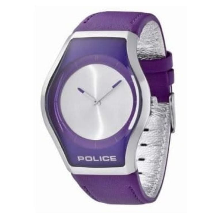 Unisex Sphere Purple Leather Adjustable Strap Watch