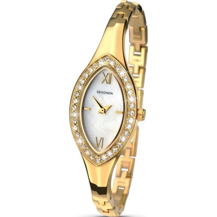Ladies' Stainless Steel Gold Plated Bangle/Bracelet Watch