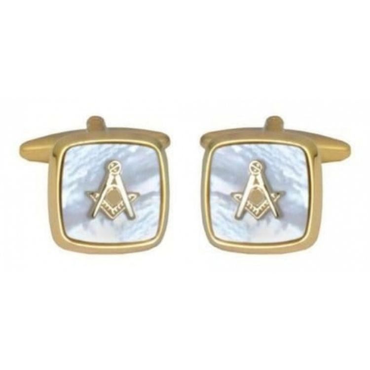 Mother Of Pearl Gold Plated Masonic Cufflinks