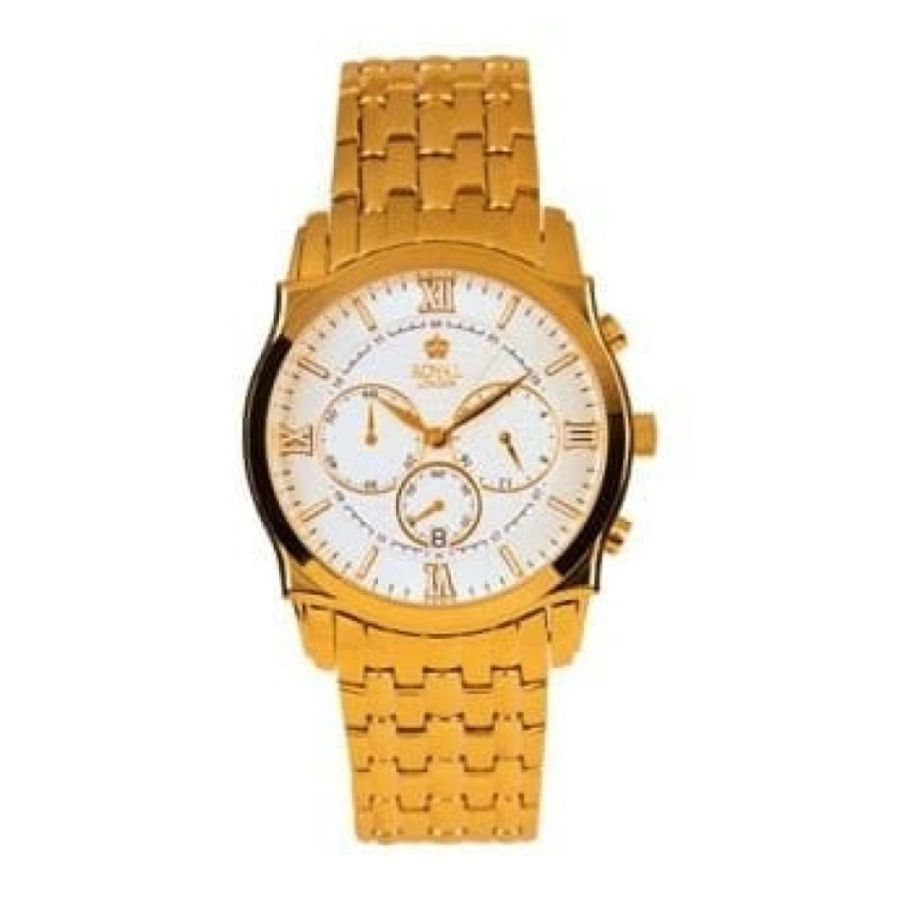 Gents Gold Polished Stainless Steel Analogue Wristwatch