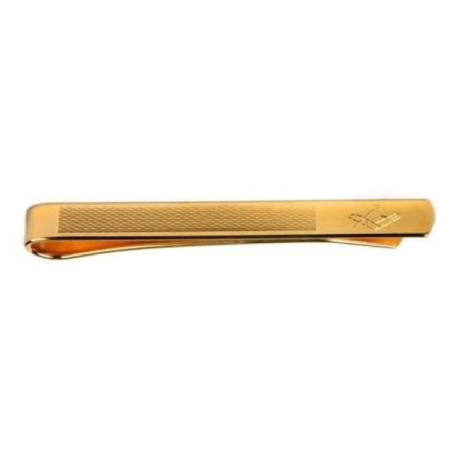 Gold Plated Masonic Engraved & Barley Design Tie Bar