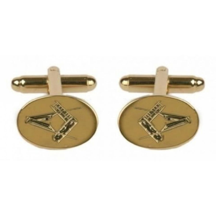 Gents Gold Plated Masonic Engraved Cufflinks