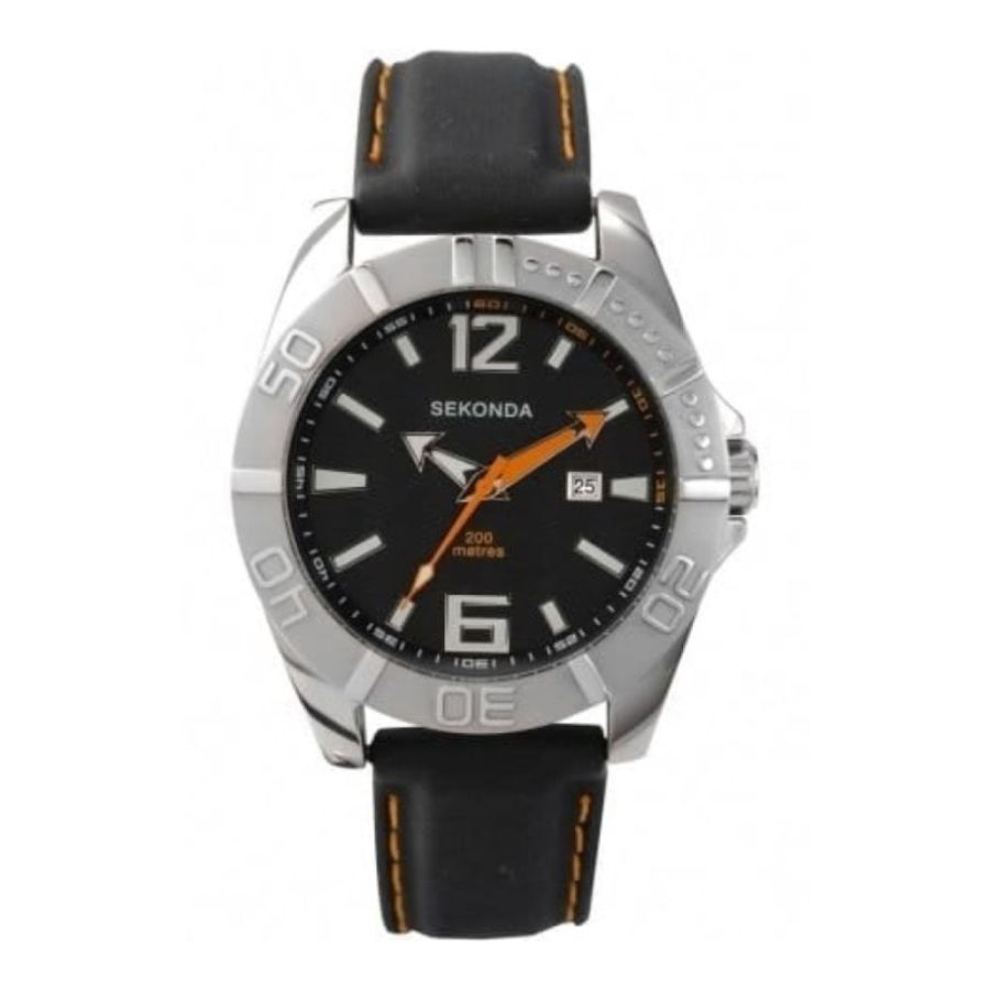 Men's Black Dial and Rubber Strap Watch
