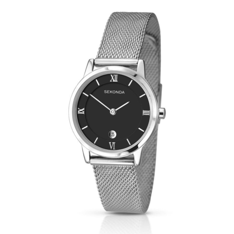 Ladies Black and Silver Tone Wristwatch