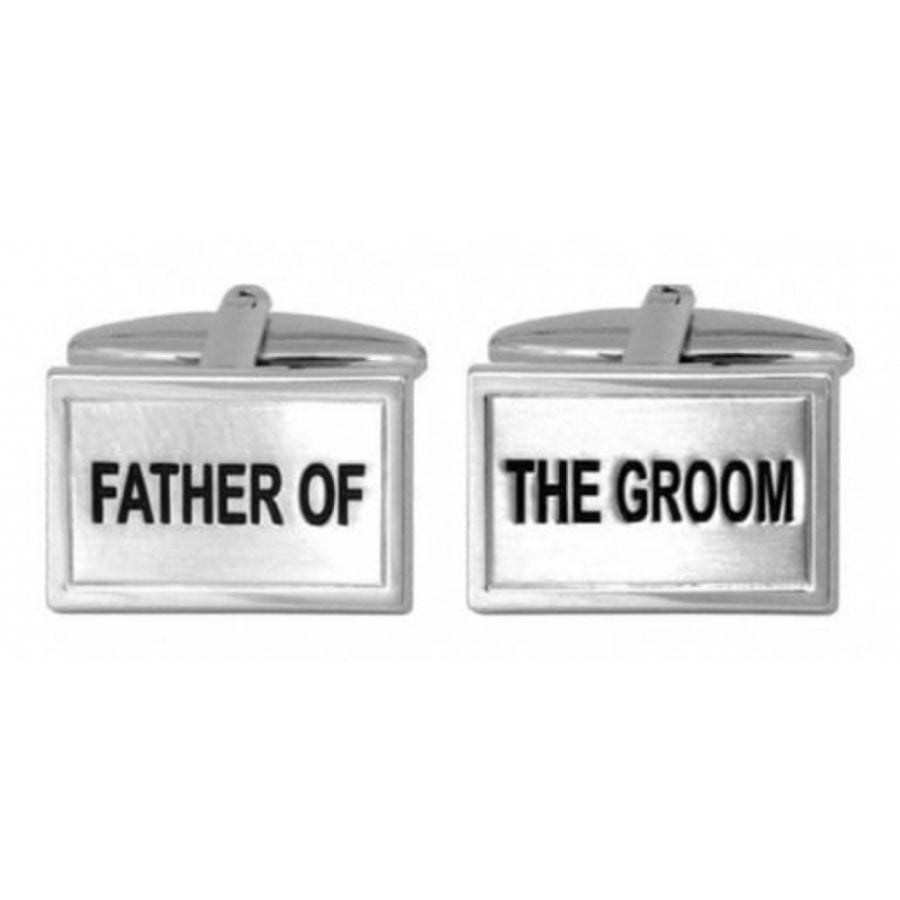 Father Of The Groom Rhodium Plated Cufflinks