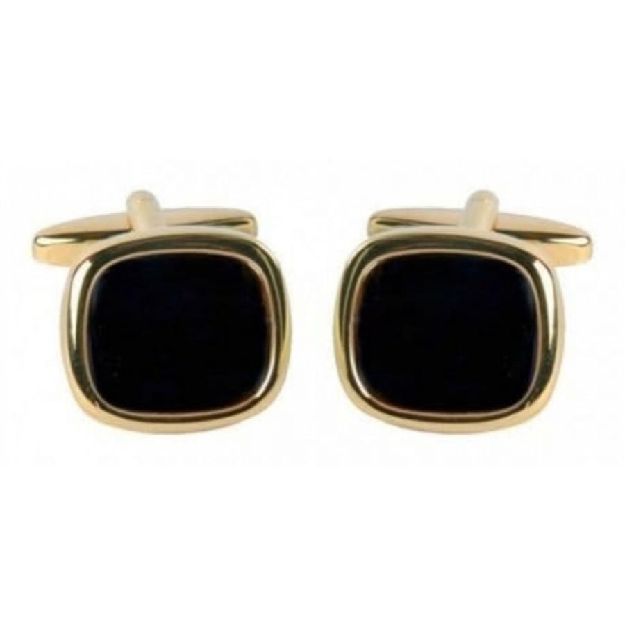 Gold Plated Real Onyx Cufflinks