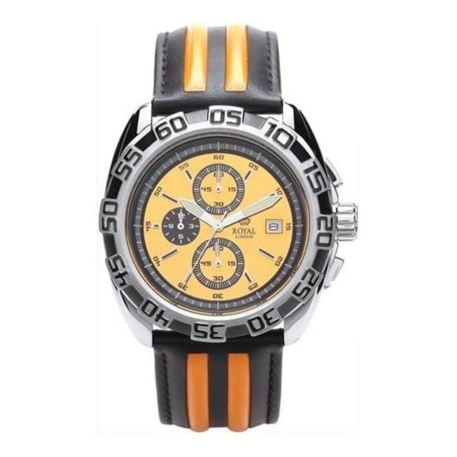 Trendy Gents Orange And Black Chronograph Wristwatch