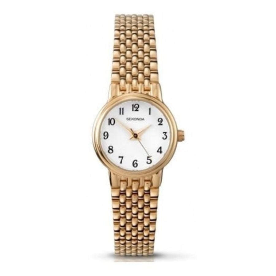 Gold IP Stainless Steel Ladies Watch With Arabic Numerals