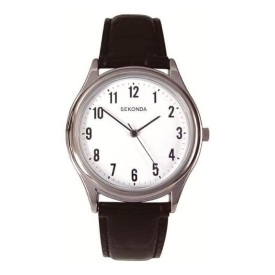 Sekonda Black Leather Gents Wristwatch
