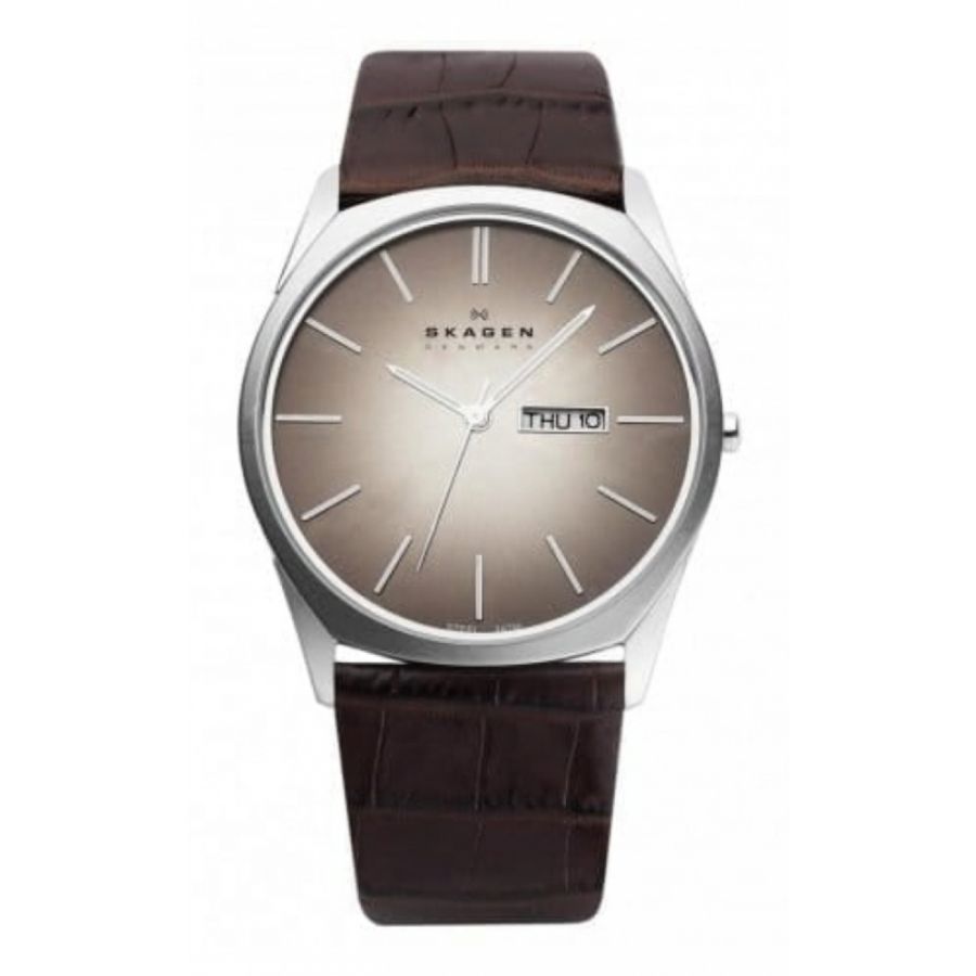 Men's Brown Leather Slim Watch