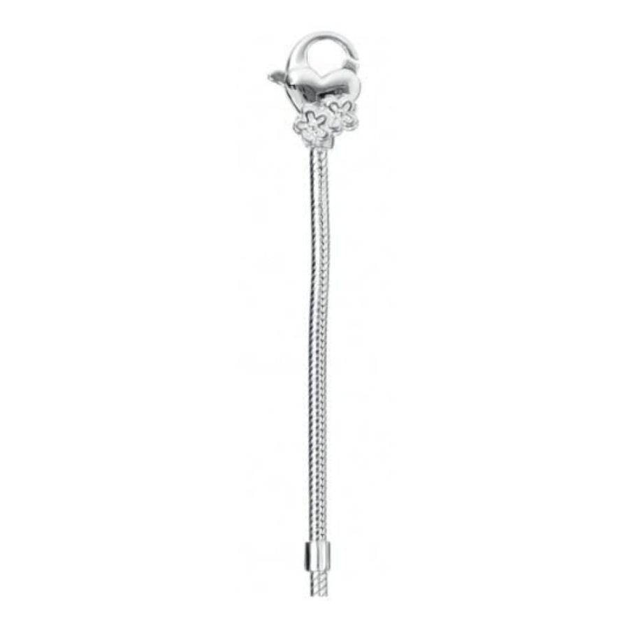19cm Sterling Silver Bracelet Heart And Flower Chain