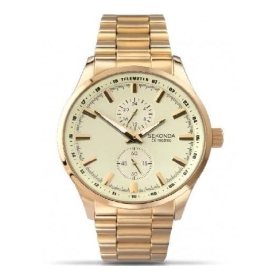 Gents gold coloured stainless steel wristwatch
