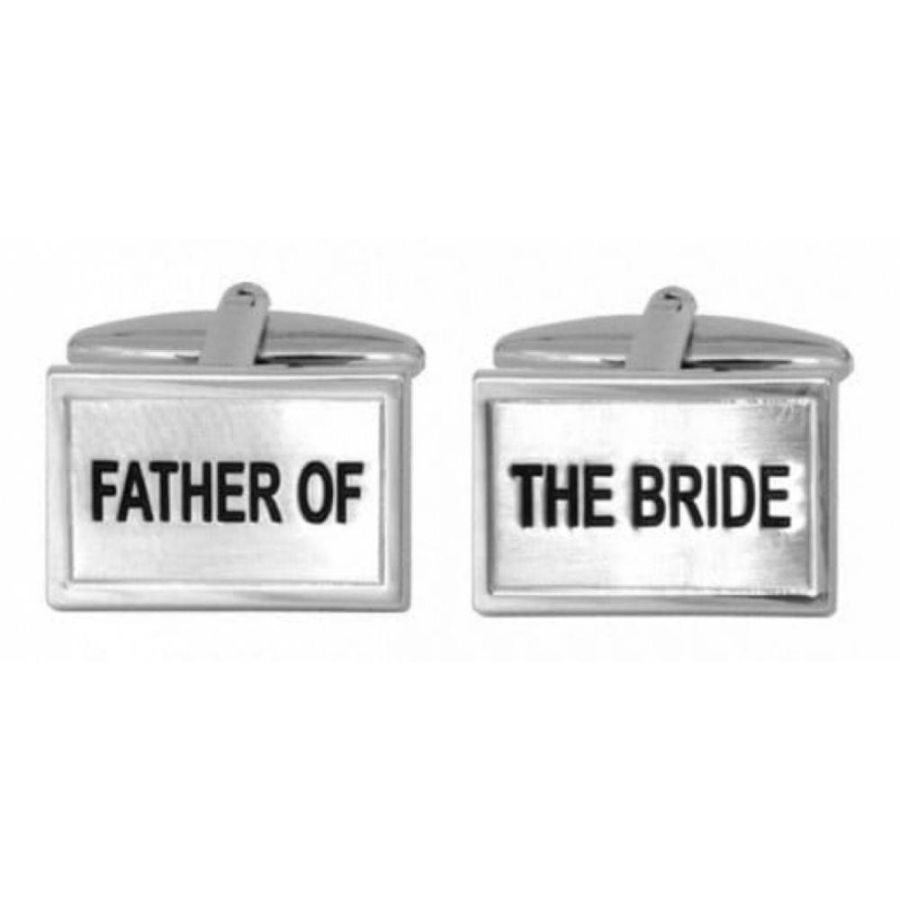 Father Of The Bride Rhodium Plated Cufflinks