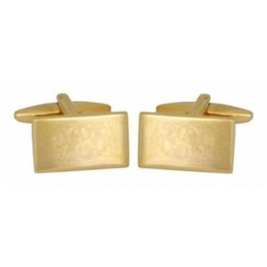 Gold Plated Polished Rectangular Shaped Cufflinks