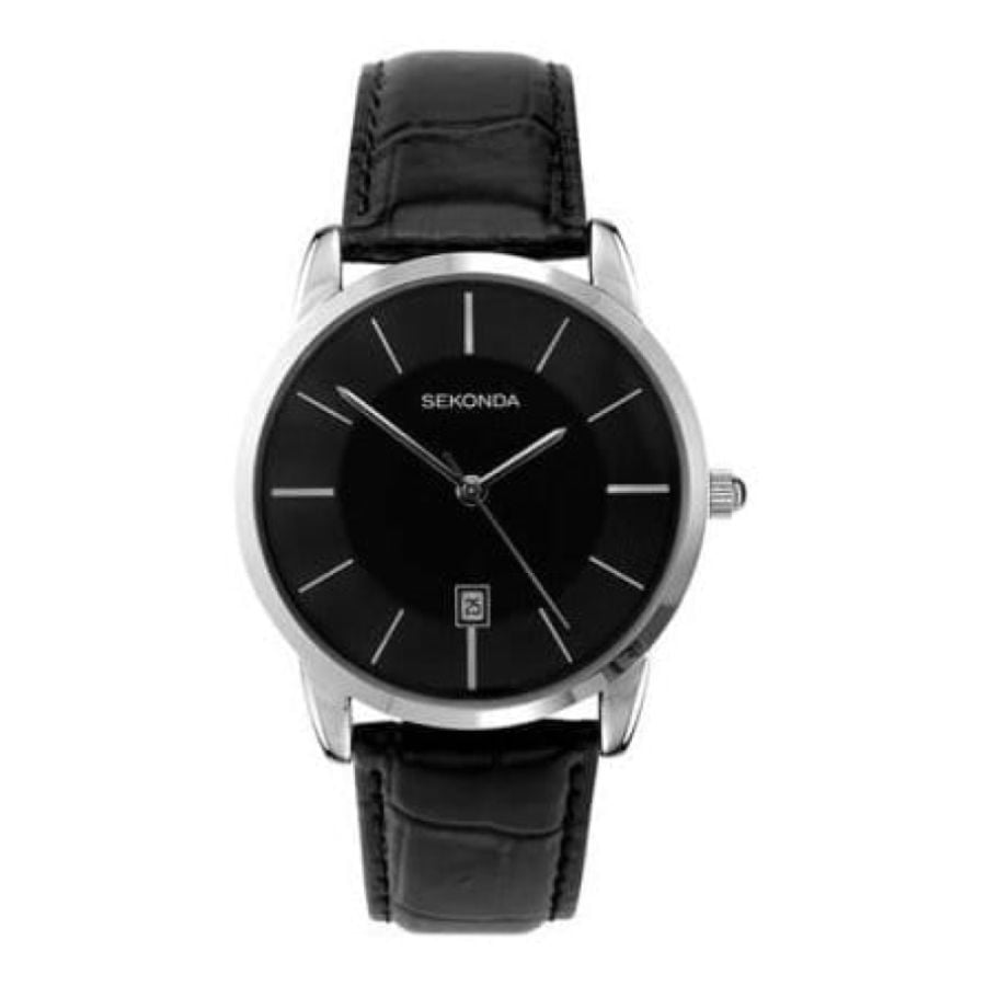 Black Classic Gents Leather Watch