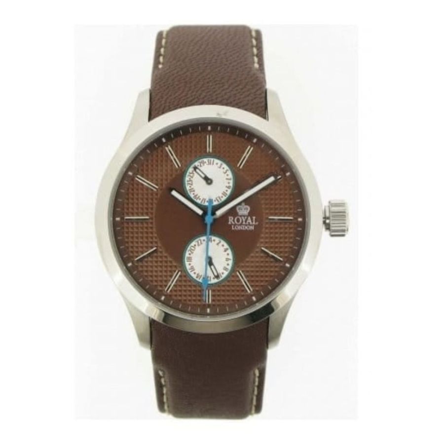 Gents Brown Leather With Hour & Date Function Watch