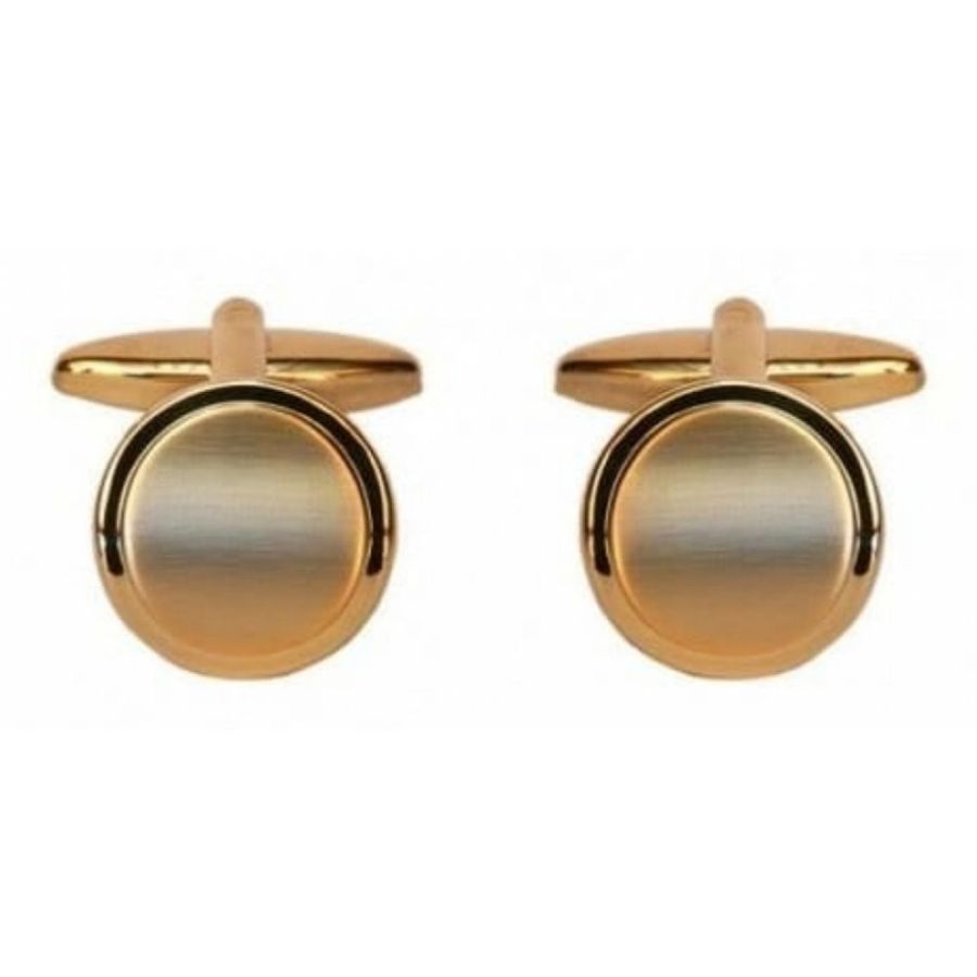 Gold Plated Circular Brushed Curve Cufflinks
