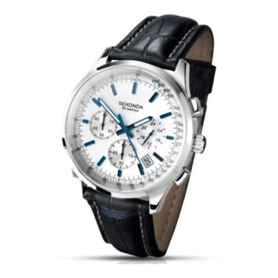 Blue Croco Leather Gents Chronograph Watch