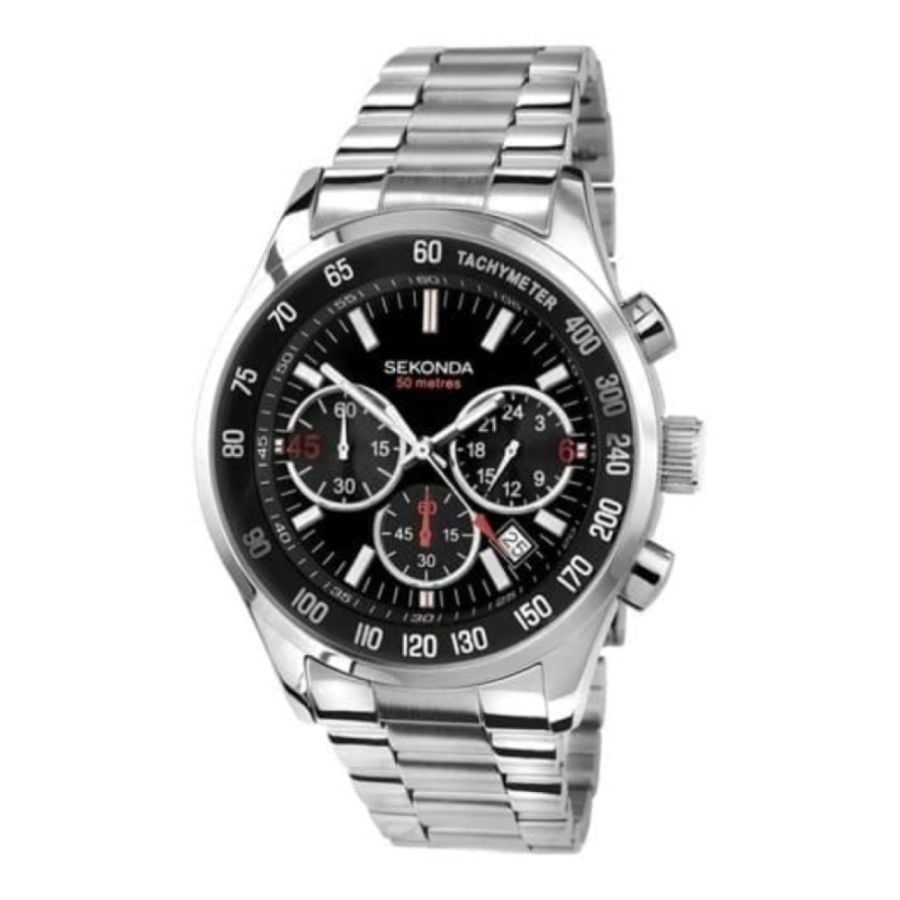Gents Stainless Steel Chronograph & Tachymeter Bracelet Watch