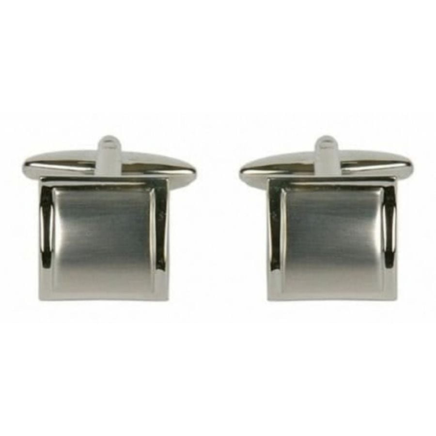 Gents Rhodium Plated Square Curved Cufflinks