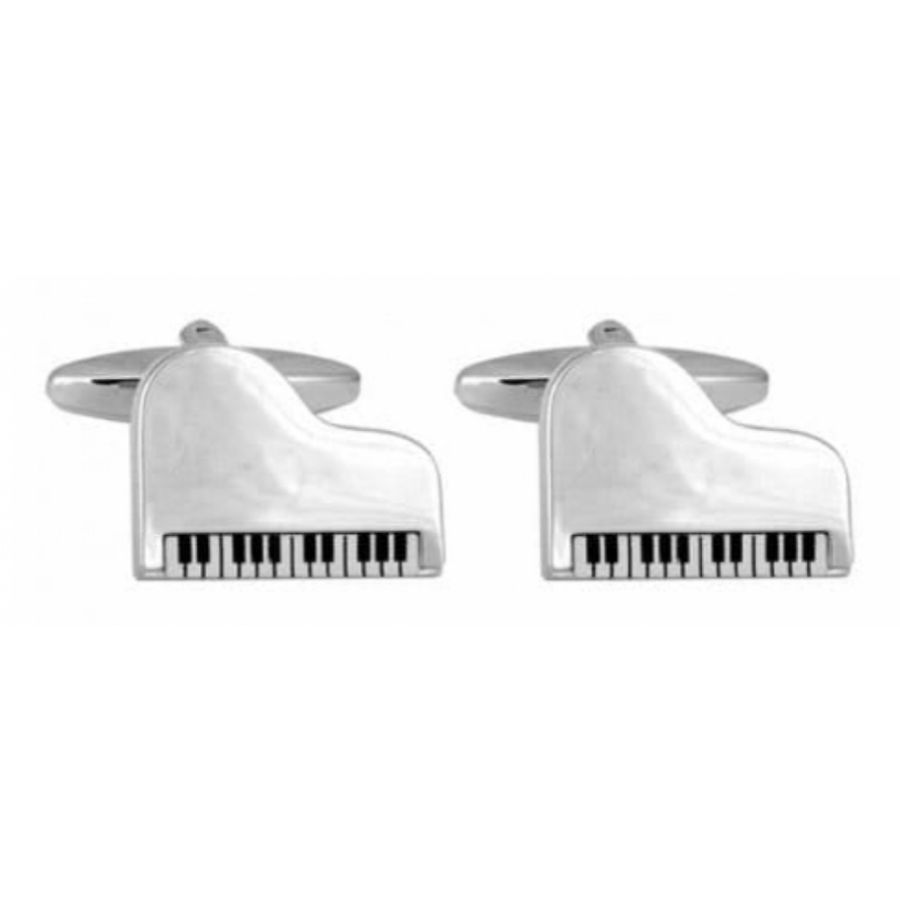 Rhodium Plated Grand Piano Cufflinks