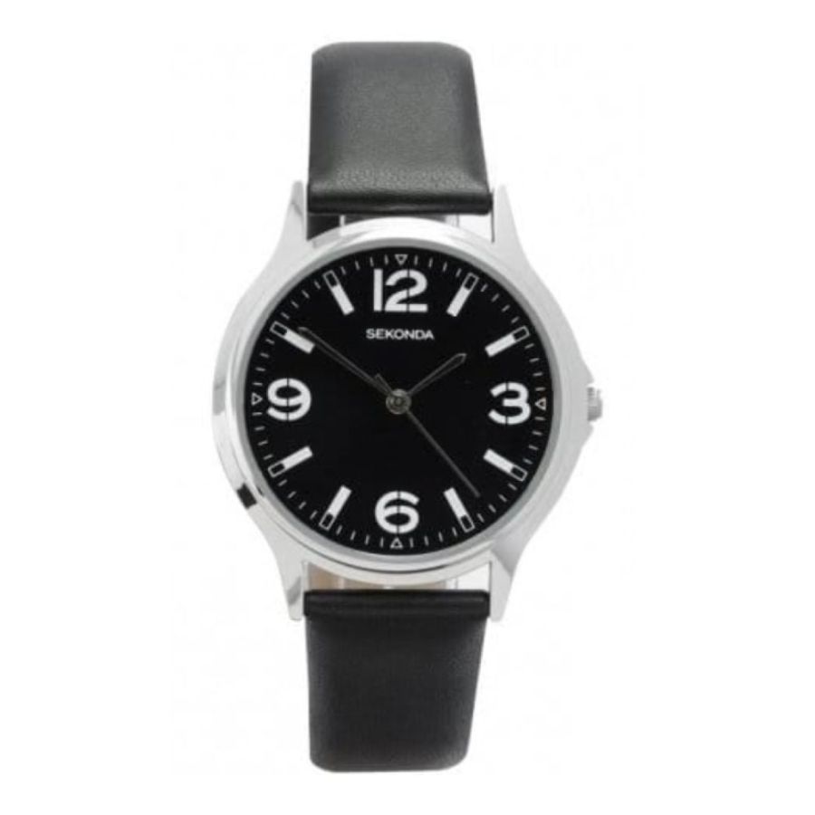Gents Sekonda Black Leather Wristwatch