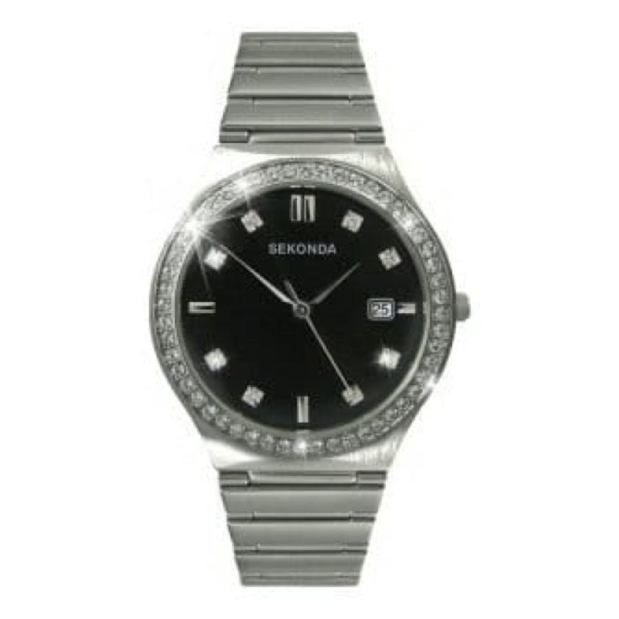 Gents Silver Stainless Steel Quartz Bracelet Watch