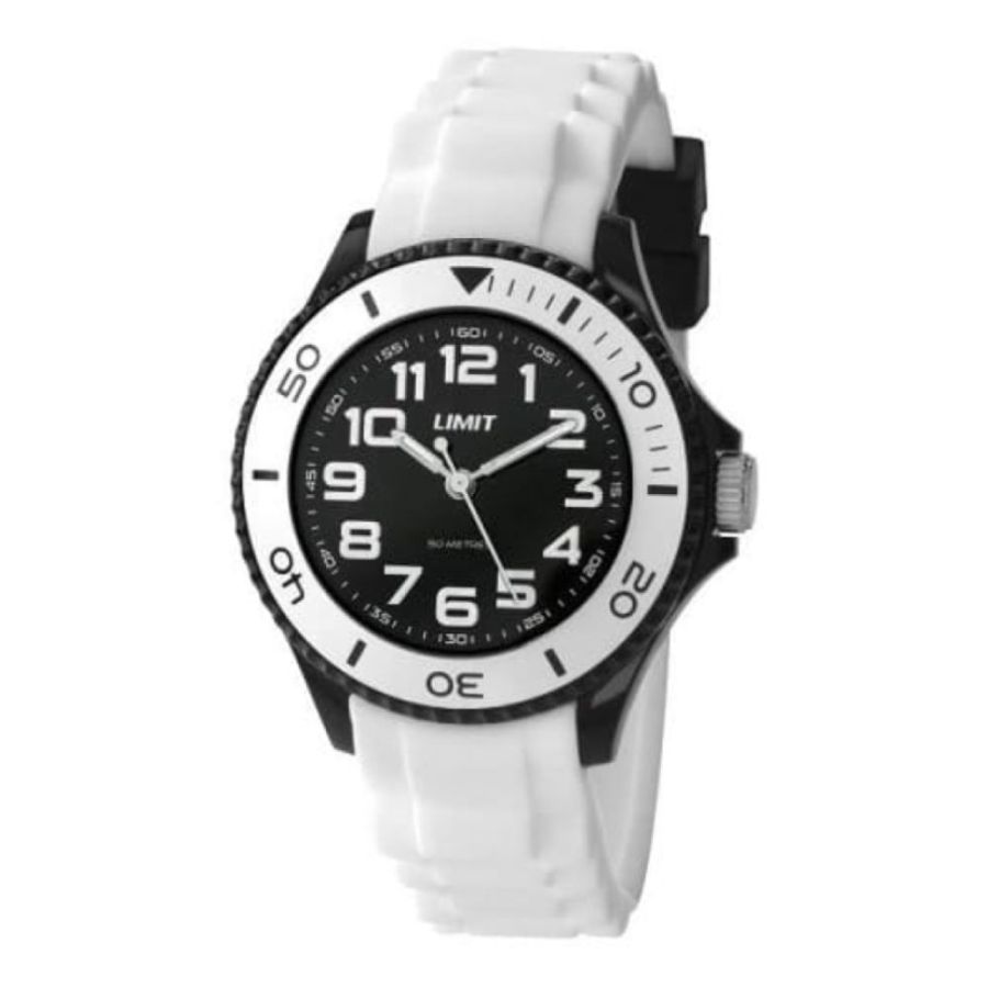 Small White Silicone Strap Watch & Black Dial