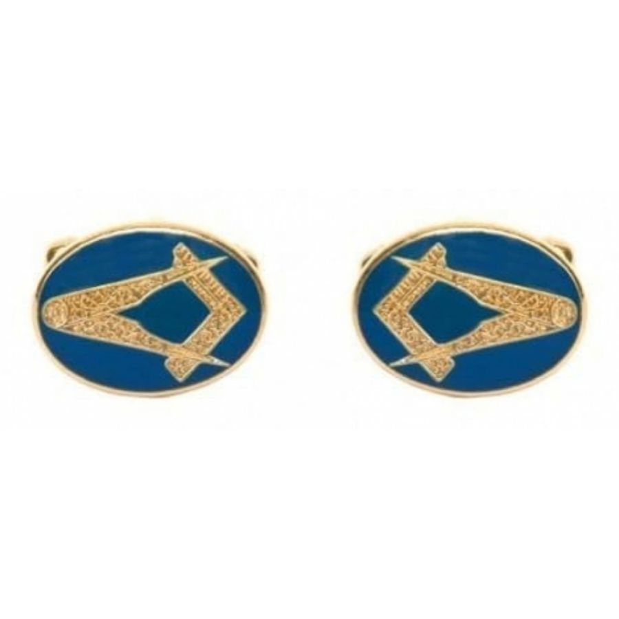 Oval Blue Enamel Masonic Cufflinks