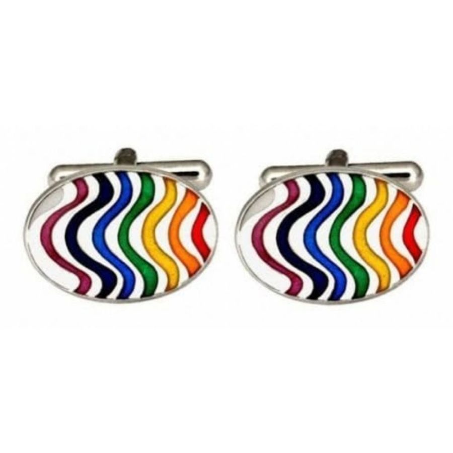 Oval Rainbow Enamel Cufflinks