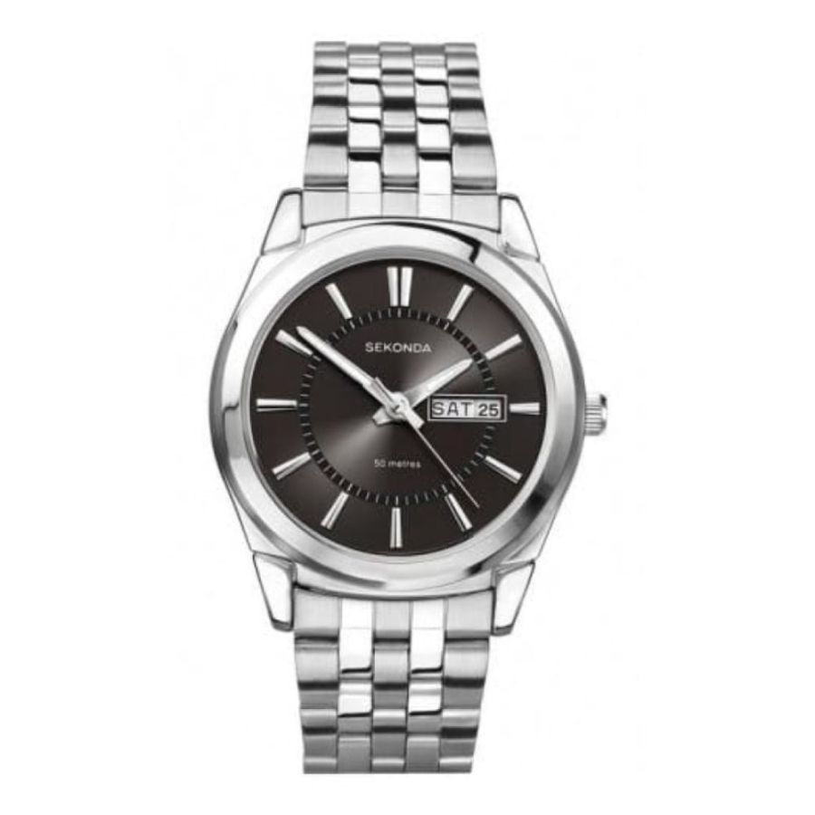 Stainless Steel Gents Black Dial Watch
