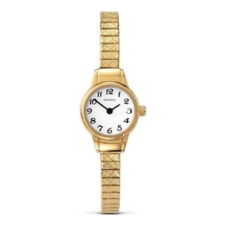 Ladies Gold Tone Steel Expandable Bracelet Watch
