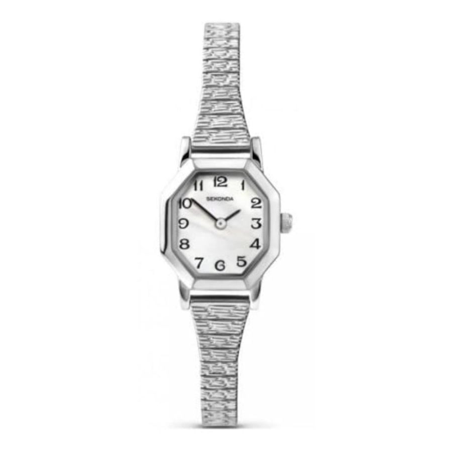 Ladies Stainless Steel Expandable Watch With MOP Dial