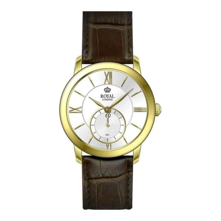 Gents Stainless Steel And Brown Leather Wristwatch